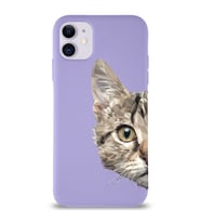 Apple iPhone 11 Uyumlu Lansman Kılıf Catface Tasarımlı Altı Kapalı İçi Kadife Kaplı Silikon Kapak (Şeffaf)