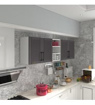 Kenzlife hazır mutfak dolabı fasulye90 gri mod2 90*200*32 mebran kapak suntalam gövde