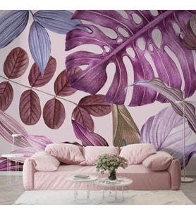 Soft Pembe Yaprak Temalı Duvar Kağıdı