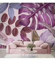 Soft Pembe Yaprak Temalı Duvar Kağıdı