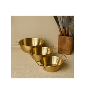 Çelik Kase Seti, 3 Boy, Gold, Şık ve Dayanıklı, 17 cm, 14 cm, 13 cm