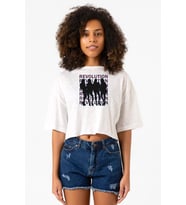 Blackpink Revolution Beyaz Kırçıllı Kadın Crop Tshirt