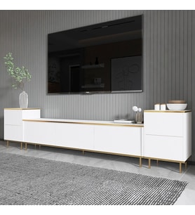 TV Sehpası Kozan Set Beyaz Gold 260 cm