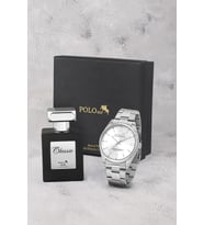 Polo Air Klasik Metal Kordon Erkek Kol Saati Ve 55 ml Parfüm Seti Gümüş Renk ST-5024E4
