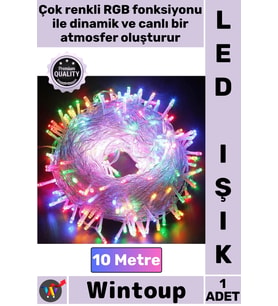 #Led Dekoratif Animasyonlu Renkli Estetik Şık 10 Metre 100 Led Boncuk Lamba Şeffaf Kablo RGB Işık
