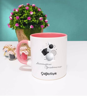 Geometri Öğretmeni Tasarımlı Kişiye Özel Geometri Öğretmeni Kupa Bardak Pembe