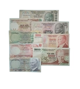 6. 7. Emisyon Kağıt Koleksiyon Para. Antikalar Hobi Hediye Darpane Türk Lirası