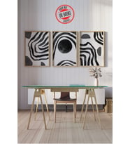 Dekoratif 3’lü Ahşap Tablo Seti  UV Baskı Çerçeveli Duvar Tablosu V7