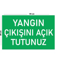 Metal Yangın Çıkışını Açık Tutunuz 20cm x 30cm A4 Büyüklüğünde Uyarı Levhası Yönlendirme Tabelası
