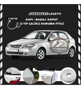 Chavrolet Lacetti Oto Araç Kapı Koruma Fitili 5metre Parlak Beyaz Renk