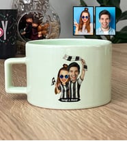 Kişiye Özel Karikatürlü Siyah Beyaz Taraftar Sevgiliye Hediye Lüks Pastel Fincan Sevgililer Günü Hediyesi