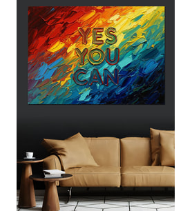 Yes You Can Motivasyonel Yazı Dekoratif Kanvas - Mdf Ahşap Tablo