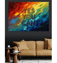 Yes You Can Motivasyonel Yazı Dekoratif Kanvas - Mdf Ahşap Tablo