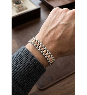 Valmont 19,5 cm Silver/Rose Gold İki Renkli Erkek Çelik Bileklik