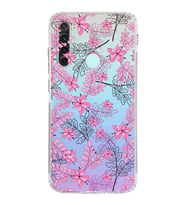 Xiaomi Redmi Note 8  Kamera Korumalı Kapak Floral Pembe Tasarımlı Şeffaf  Kılıf