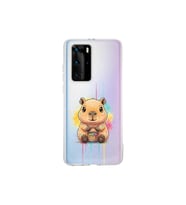 Huawei P40 Pro ile Uyumlu Splash Kapibara Tasarımlı Şeffaf Silikon Kılıf