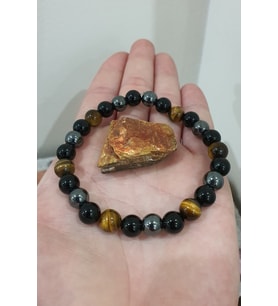 Nelleovana Kaplan Gözü, Hematit , Obsidyen Doğal Taş Bileklik ( Taş Hediyeli ) (güç Bilekliği ) Aa Kalite