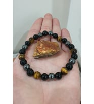 Nelleovana Kaplan Gözü, Hematit , Obsidyen Doğal Taş Bileklik ( Taş Hediyeli ) (güç Bilekliği ) Aa Kalite