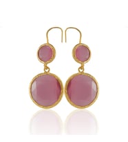 Kadir Jewellery 22 Ayar Altın Kaplama Kadın Taşlı Küpe -El İşçiliği Ve Hipoalerjenik Küpe