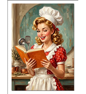 Mutfakta Kitap Okuyan Pin Up Dekoratif Kanvas - Mdf Ahşap Tablo