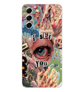 Samsung Galaxy S21 FE Uyumlu Aesthetic Kolaj Desenli Şeffaf Telefon Kılıfı