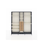 Arges Dolap 10 Raflı 6 Çekmeceli 3 Askılı 220x30x243 Antrasit-Aytaşı/Çam
