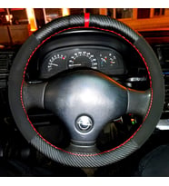 DİKİŞLİ DİREKSİYON KILIFI KARBON NUBUK DERİ KIRMIZI YÜZÜK KIRMIZI DİKİŞLİ OPEL VECTRA A İÇİN