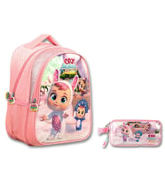 Cry Babies Tavşan Kulaklar Açık Pembe Kız Çocuk İlkokul Çantası ve Kalemlik Seti (Çok Renkli)