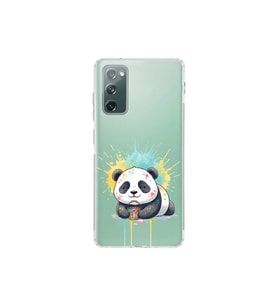 Samsung Galaxy S20 FE ile Uyumlu Splash Panda Tasarımlı Şeffaf Silikon Kılıf