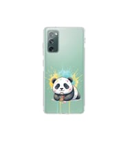Samsung Galaxy S20 FE ile Uyumlu Splash Panda Tasarımlı Şeffaf Silikon Kılıf