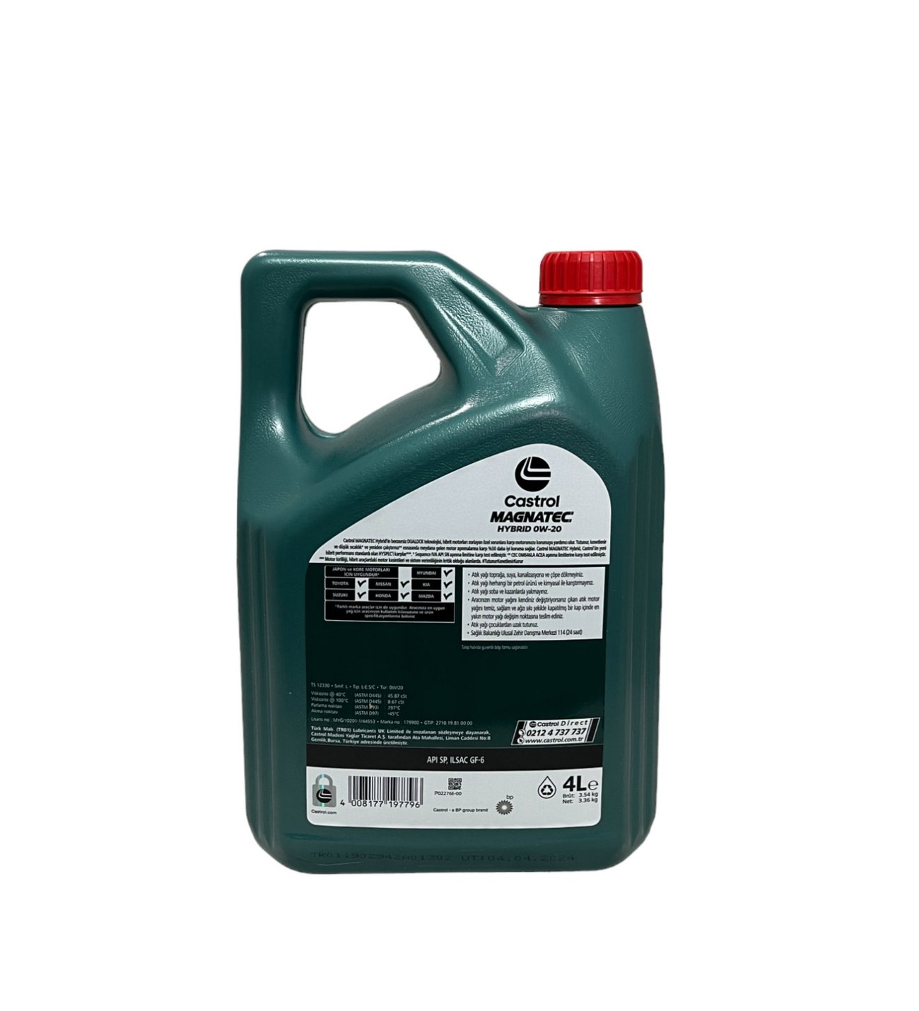 Castrol Magnatec 0W-20 Tam Sentetik Motor Yağı 4 Litre