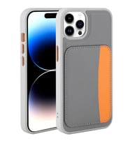 Apple iPhone 14 Pro Max Uyumlu Kılıf Kartlıklı Zore X-Kart Silikon Kapak (Koyu Gri)