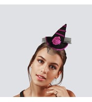 Halloween Cadılar Bay.Mor Siyah Güllü Mini Şapka