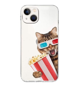 PrintiFy iPhone 13 ile Uyumlu Kedi 1 Kamera Korumalı Şeffaf Kılıf