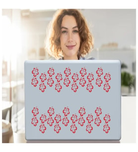 DEFTER STİCKER,LAPTOP STİCKER  PEMBE ÇİÇEKLİ PVC 48X33X0,5CM