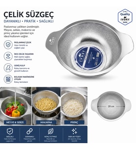 IVORY 20 CM DERİN ÇELİK SÜZGEÇ