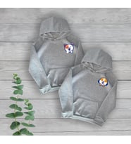 Sevgili Çift Kedi Köpek Baskılı 2'li Gri Oversize Sweatshirt