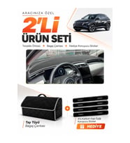 e-biz HYUNDAİ TUCSON (2021-2024) Uyumlu Torpido Örtüsü + Tay Tüyü Bagaj Çantası - Siyah-Gri - HU037