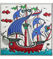 Armada Çini 20x20 Cm ED 330 Osmanlı Kalyon Eldekoru Çini karo