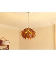Orman Oval Model Modern Tasarım Globe Küre Doğal Ahşap Yaprak MDF 3D Lazer Kesim Rustik Salon Avize