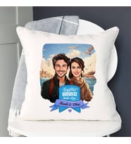 Sevgiliye Hediye Kişiye Özel Vapurda Aşk Karikatürlü Yastık