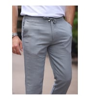 Keten Jogger Pantolon (Gri)