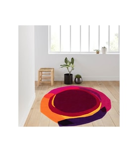 Eliana Home Baskılı, Yıkanabilir Kaymaz Taban Yuvarlak Halı LNA7282 120x120 cm (Kırmızı)