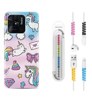 Xiaomi Poco X3 Pro M4 Pro X4 Pro C40 10C Kılıf Kablo Koruma Spiral Silikon Unicorn Mektup 1800