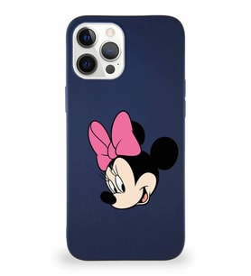 Apple iPhone 12 Pro Max Soft Premier Kapak Minnie Mouse-B Tasarımlı Silikon Kılıf - Lacivert (Şeffaf)