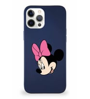Apple iPhone 12 Pro Max Soft Premier Kapak Minnie Mouse-B Tasarımlı Silikon Kılıf - Lacivert (Şeffaf)