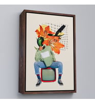 Çerçeveli Ördek Kafalı İnsan Pop Art Tablo (Siyah)