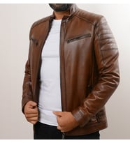 YÜCE DERİ Erkek Taba Hakiki Deri Ceket 558