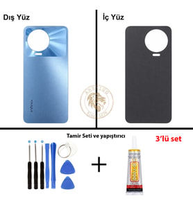 Infinix Note 12 Pro Mavi Uyumlu Arka Kapak + Yapıştırıcı ve Vida Seti Arka Cam Batarya Pil Kapağı