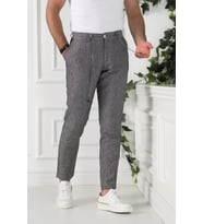 BELİ İPLİKLİ ÇİZGİLİ REGULAR FİT KETEN ERKEK JOGGER PANTOLON (Antrasit)